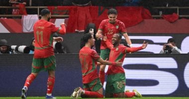 Morocco players celebrating against Comoros