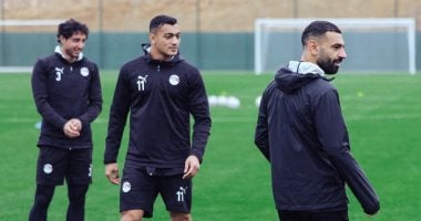 مهاجم المنتخب المصري مصطفى محمد في حصة التدريب اليوم
