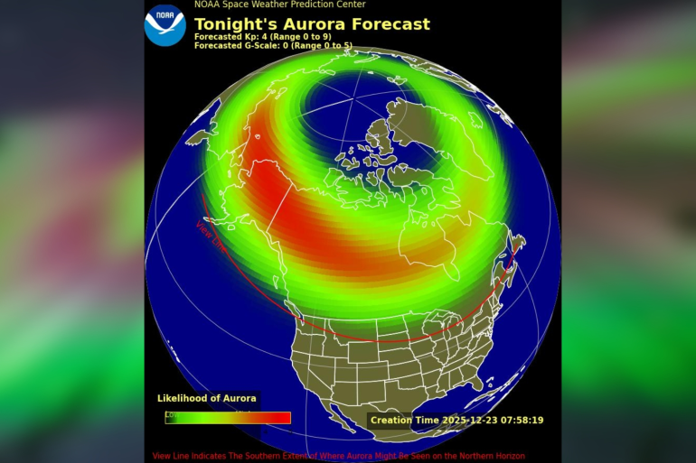رياح شمسية سريعة ستضرب الأرض وستتسبب في ظهور الشفق القطبي (الهيئة الوطنية للمحيطات والغلاف الجوي بواشنطن)