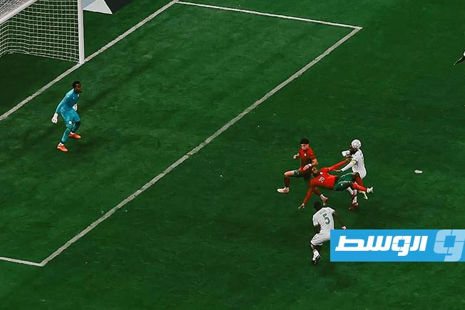 Ayoub El Kaabi scores Morocco's second goal against Comoros with a spectacular scissor kick, December 21, 2025.