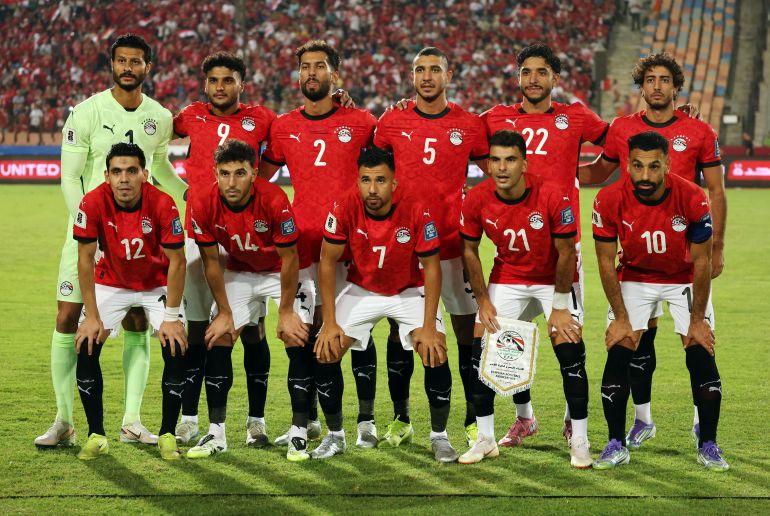 FILE PHOTO: Soccer Football - World Cup - CAF Qualifiers - Group A - Egypt v Ethiopia - Cairo International Stadium, Cairo, Egypt - September 5, 2025 Egypt players pose for a team group photo before the match