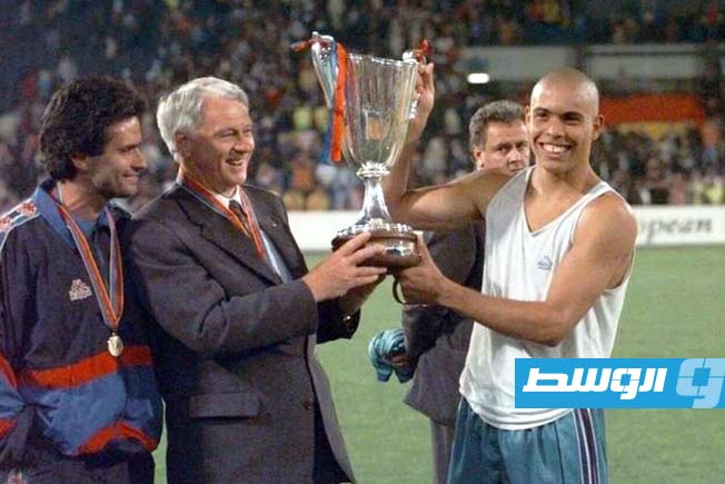 Mourinho (first from left) during his time at FC Barcelona