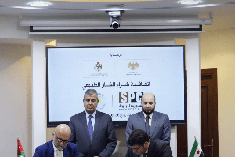 مراسم توقيع اتفاق توريد الغاز من الأردن إلى سوريا (سانا)