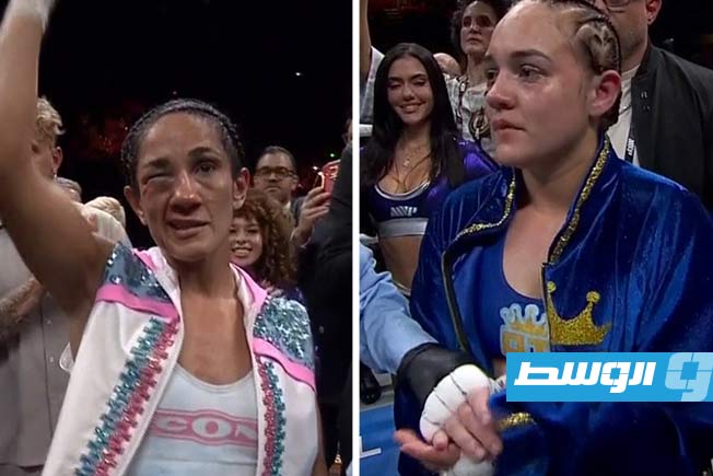 Tellez (right) and Serrano (left) after the women's boxing match on Saturday, January 3, 2026