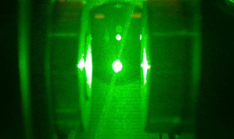 During laser installation for particles.