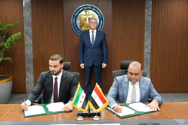 جانب من توقيع الاتفاق بين مصر وسوريا (رئاسة مجلس الوزراء المصري)