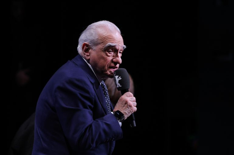 BERLIN, GERMANY - FEBRUARY 21: Martin Scorsese speaks at the Honorary Golden Bear: In Conversation With Martin Scorsese during the 74th Berlinale International Film Festival Berlin at HAU Hebbel am Ufer on February 21, 2024 in Berlin, Germany.