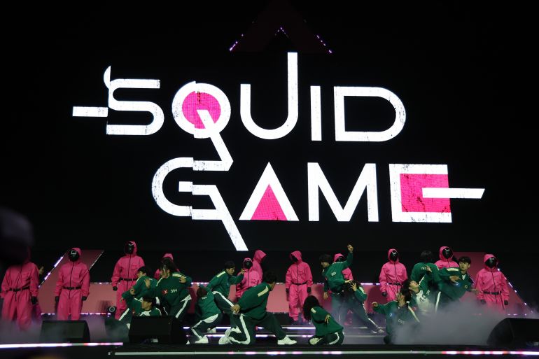 SEOUL, SOUTH KOREA - JUNE 28: Participants perform during the "Squid Game" Season 3 parade and finale event on June 28, 2025 in Seoul, South Korea.