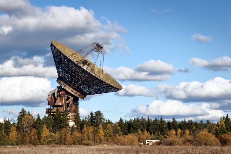 Large telescope antenna near Kalyazin, Russia. Diameter is 64 meters.