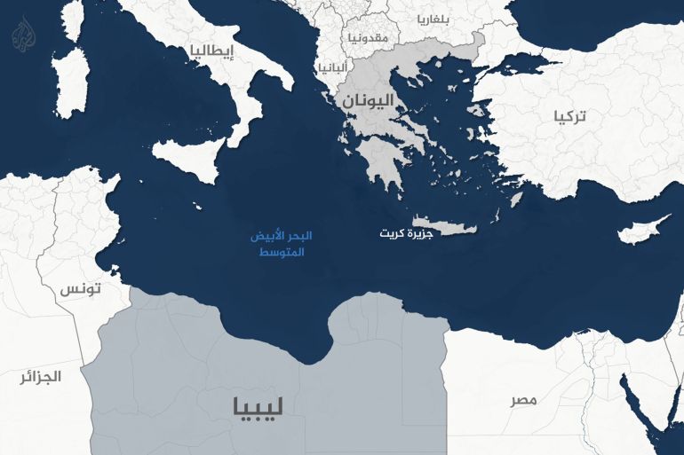 Special design _Mediterranean Sea map - Libya - Greece