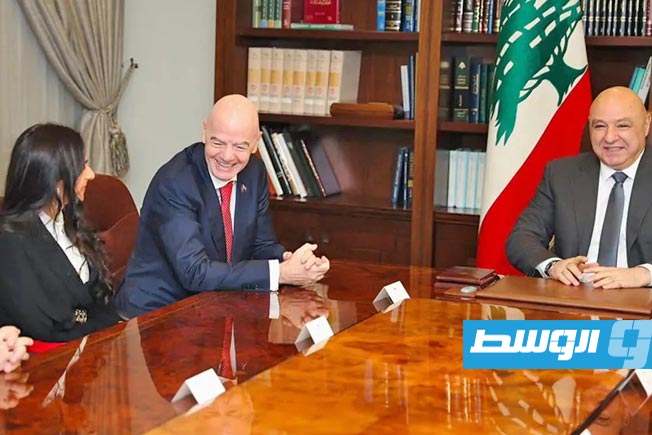 FIFA President Gianni Infantino during his meeting with President Joseph Aoun after officially obtaining Lebanese citizenship.