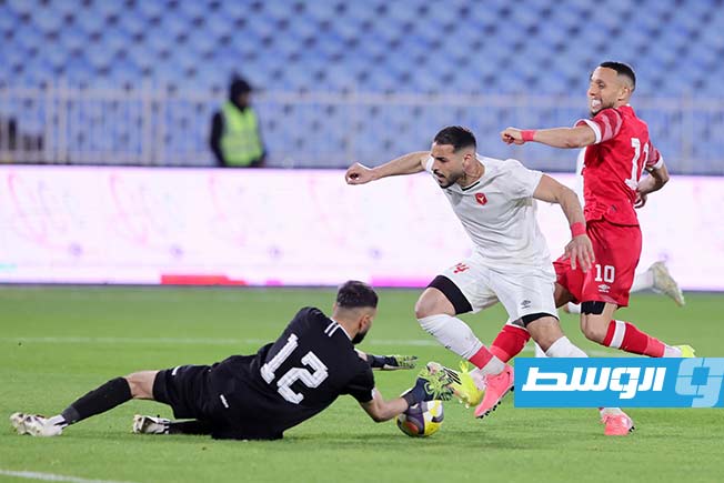 Match between Al-Ittihad and Ittihad Gharyan in the Libyan Premier Football League, Monday, February 9, 2026