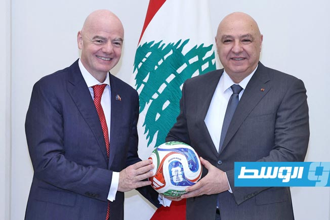 FIFA President Gianni Infantino with President Joseph Aoun after officially obtaining Lebanese citizenship.